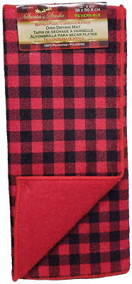 Kitchen Microfiber Drying Mat (15''x20'') RED & BLACK BUFFALO PLAID CHECKERED,Link