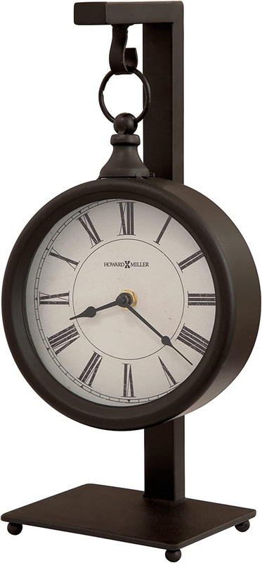Loman Mantel Clock 635-200 &ndash; Metal Antique Black Finished, Rustic Clock Hangs on