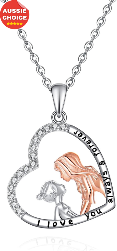 Mother Daughter Necklace Sterling Silver Love Pendant Jewelry Gifts Birthday