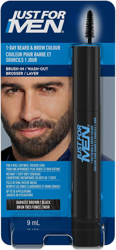 Ritocco Instantaneo Del Grigio Barba E Sopracciglia per Uomo, Colorazione Temporanea per Un Look Più Folto E Ben Definito, Fino a 30 Applicazioni, Colore Nero
