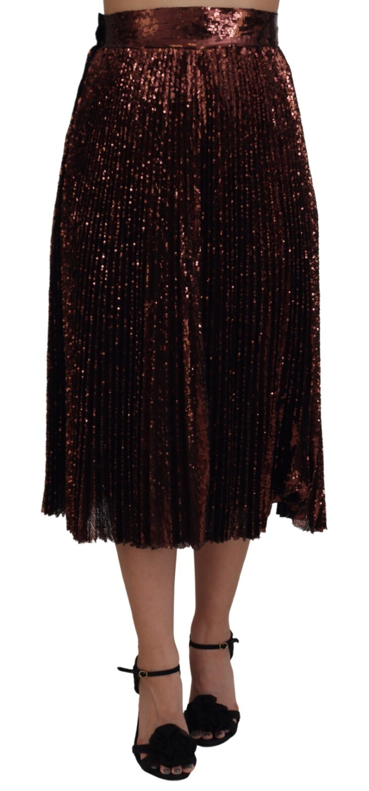 

DOLCE - GABBANA Юбка бронзового цвета с пайетками, высокой талией, макси IT44/US10/ 2630usd, Коричневый