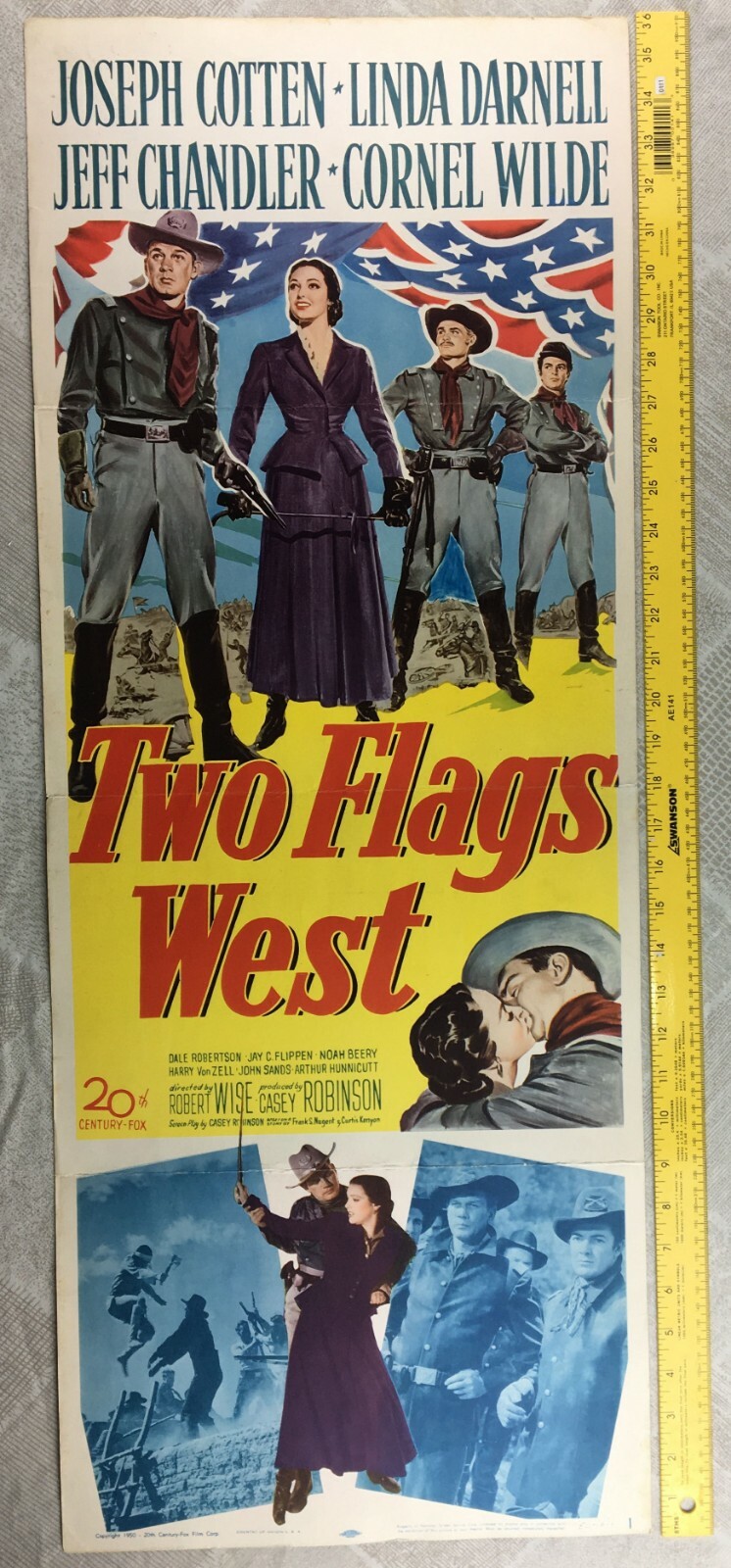 Insert Poster 1950 Two Flags West Vintage Original Joseph