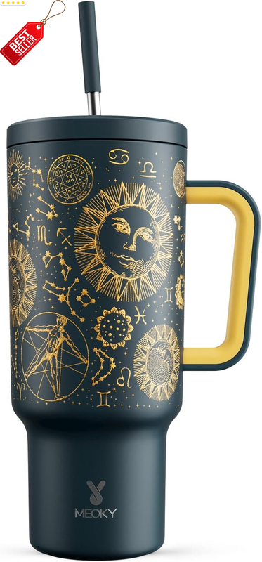 40Oz Insulated Tumbler with Handle Straw Lid Leak Proof Travel Mug Tarot US