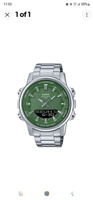 casio green amw-880d-3av 10 year battery life stainless steel band watch
