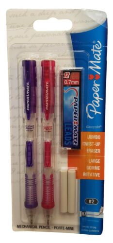 Paper Mate Clear Point Mechanical Pencil Starter Set, 0.7mm Purple/Pink, 2-Pack