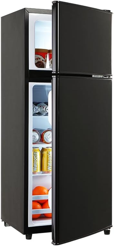 Compact Refrigerator, Double Door Mini Fridge, 7-LEVEL Refrigerator with Freezer