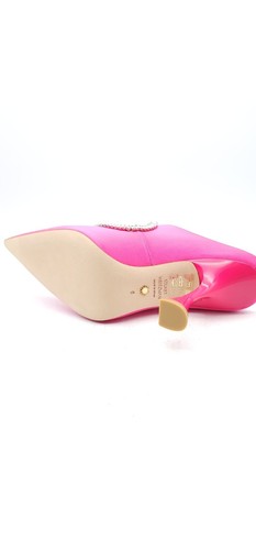 Pre-owned Stuart Weitzman Xcurve Crystal 100 Mule Pump Satin Magenta $595 Pick Size In Purple