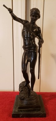 David With The Head Of Goliath After Mercie Bronze Sculpture 