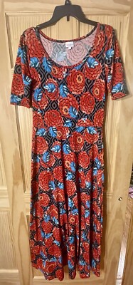 Lula roe Short Sleeve A-line Floral Maxi dress Size large Comfortable