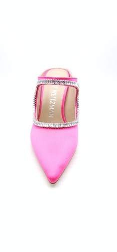Pre-owned Stuart Weitzman Xcurve Crystal 100 Mule Pump Satin Magenta $595 Pick Size In Purple
