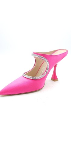 Pre-owned Stuart Weitzman Xcurve Crystal 100 Mule Pump Satin Magenta $595 Pick Size In Purple