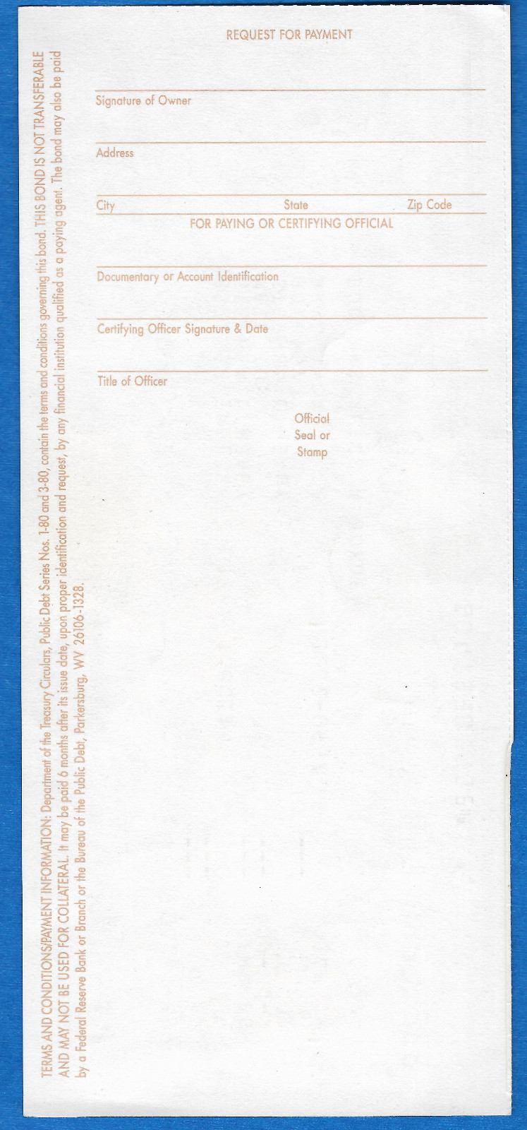 US SAVING BOND  JEFFERSON 08 1990 $50.00  SERIES EE  UNCANCELLED