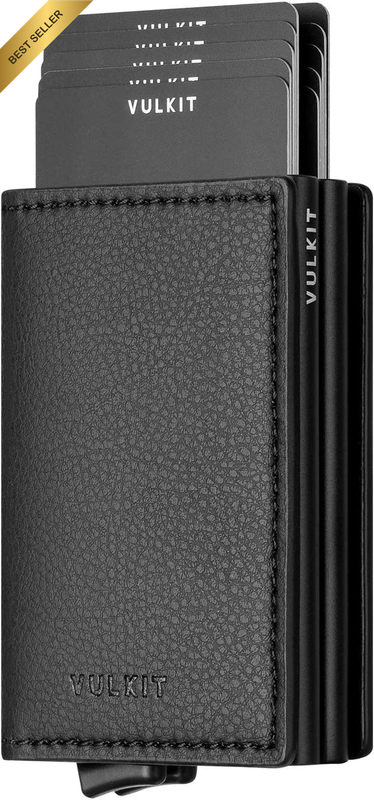 Black Double Pop-up Wallet - Slim RFID Blocking Leather Card Holder