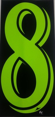 Green dealer vinyl window numbers #8 three packs of twelve 7.5'' auto supplies