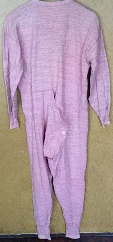 VTG 1930/40s Pink long johns UNDERWEAR UNION SUIT SZ L42