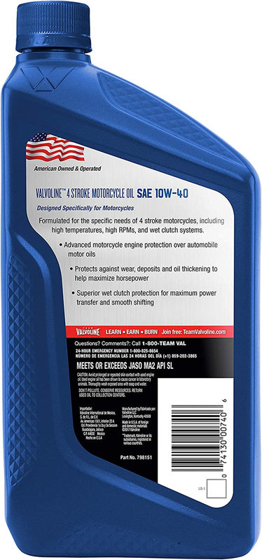 Valvoline 4-Stroke Motorcycle SAE 10W-40 Motor Oil 1 QT, Case of 6