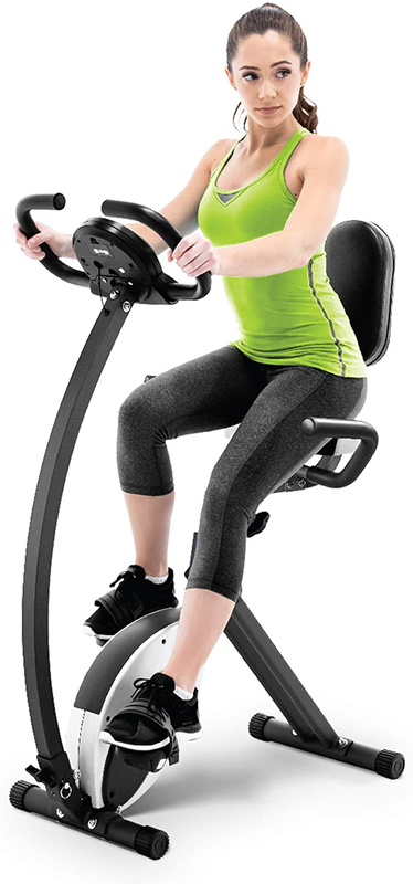 Marcy Foldable Upright Exercise Bike with Adjustable Resistance for Cardio Worko