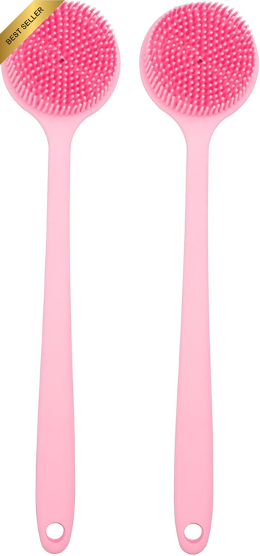 2 Pack Silicone Back Brushes for Shower, Double Sided Exfoliating & Massage Brus