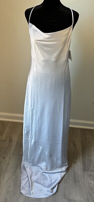 Show Me Your Mumu Tuscany Maxi Dress in Silver Luxe Satin Medium Formal Wedding