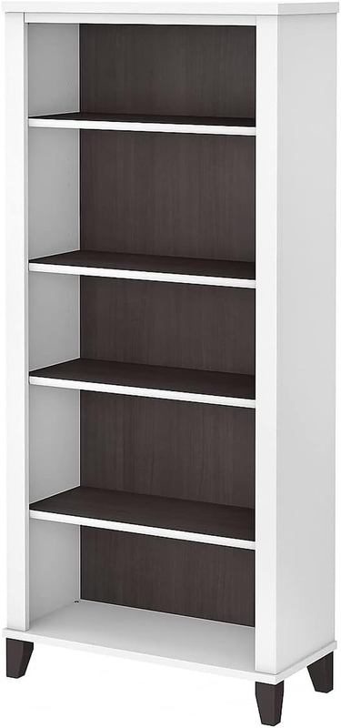 Bush Furniture Somerset 5-Shelf 65-Inch H Bookcase, Storm Gray/White (WC81065)