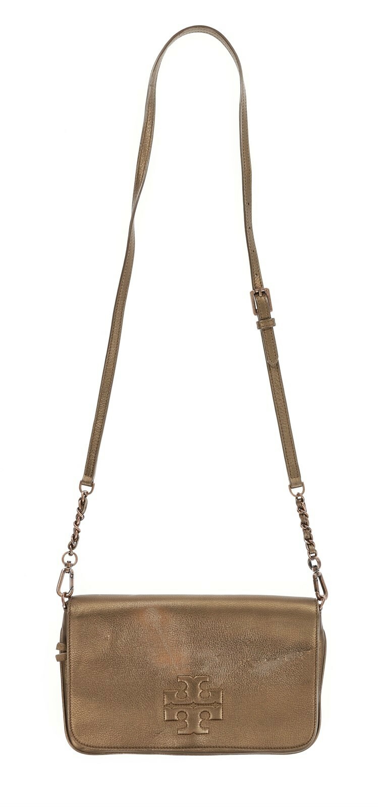 Tory Burch Thea 123501 Bronze Fold-over Clutch Crossbody Bag