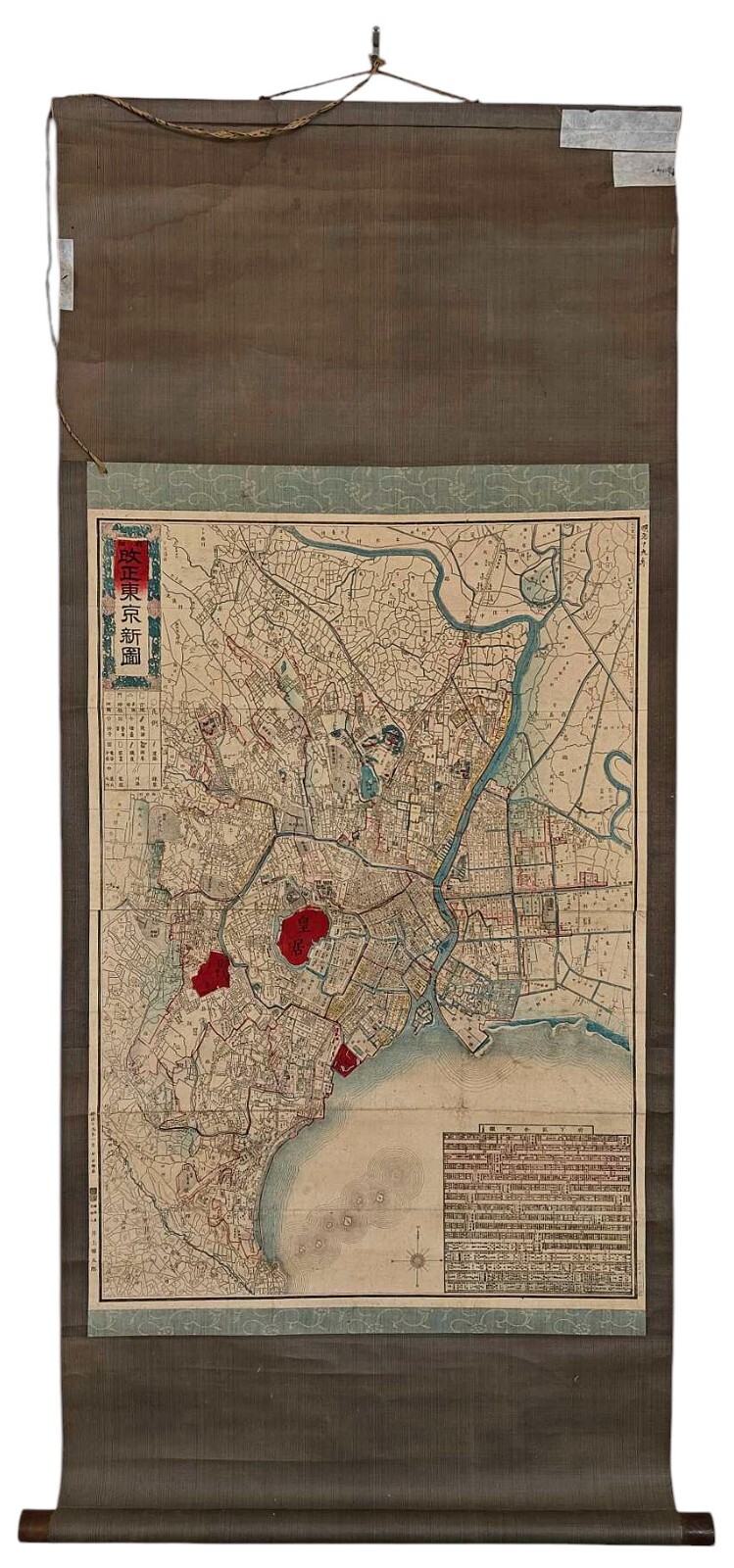 大日本地図 Vintage 1886 Meiji 19 Tokyo Large Wall Hanging Scroll Map