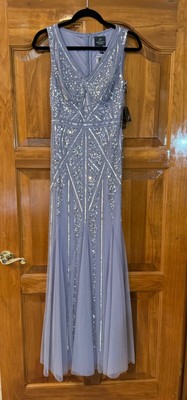 adrianna papell lilac snow dress size 2 beaded gown AP1E208294 wedding prom