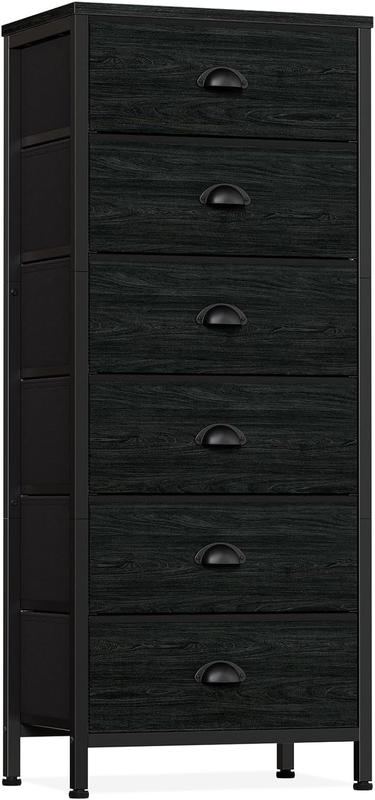 Vertical Dresser for Bedroom with 6 Drawers, Tall Chest of D