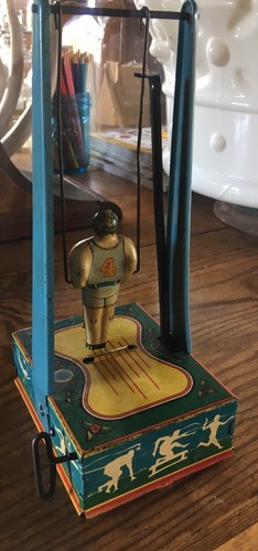 VINTAGE WYANDOTTE TOYS TIN LITHO GYMNAST ACROBAT KEY WIND UP MECHANICAL TOY