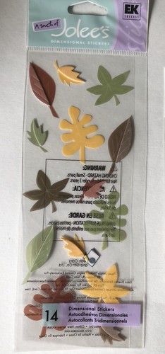 JOLEE'S Leatherettes Dimensional Epoxy Stickers Fall Leaves NEW 3pks.