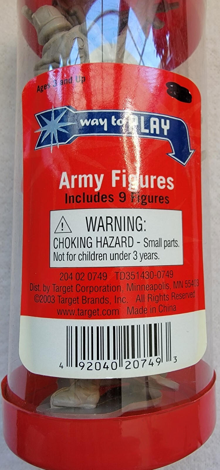 Vintage Army Men Plastic Figures 2.75" Green + Gray w/ USA Flag 9 Pieces x 6