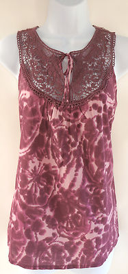 North Crest Tie Dye Sleeveless Crochet Tank Top Shirt Women's Small