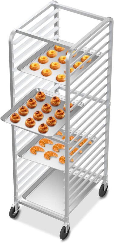 20-Tier Bakery Rack Commercial Stainless Steel Sheet Pan Rack with Brake