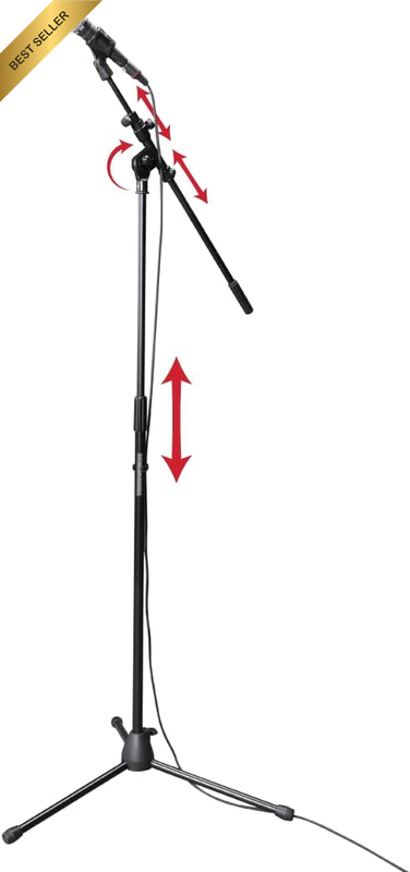 Rok-It Series Tripod Mic Stand Adjustable with 31.5" to 61.5" Height, Fully Coll