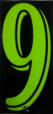 Green dealer vinyl window numbers #9 three packs of twelve 7.5'' auto supplies