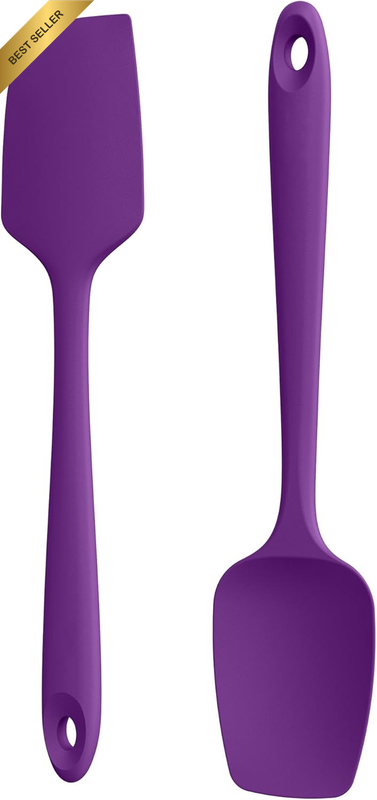 2PC Silicone Flat Spoon Spatula 315℃ Heat 28.9Cm Seamless Non-Stick Purple