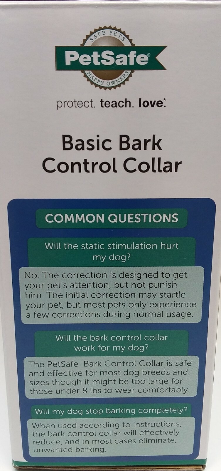 PetSafe PBC-102 Basic BARK CONTROL COLLAR 6 Level Static Correction 8 lbs+ NEW