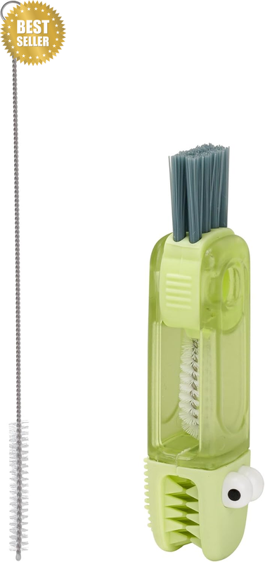Bottle Cleaning Brush Set with Holder, Mint Green, Long Handle Cup Cleaner