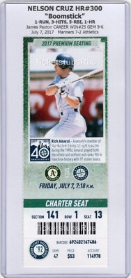 Nelson Cruz HR #300 BOOMSTICK 2017 Mariners Athletics 7/7 CLUB Ticket AMARAL