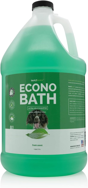 Econo Bath Dog Shampoo 1 Gallon Natural Ingredients Gently Cleans Adds Shine