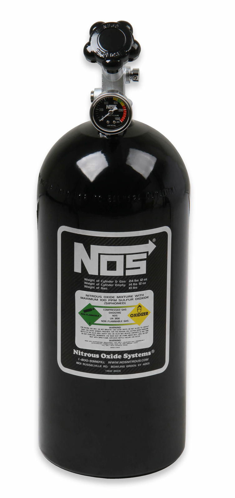 NOS Nitrous Oxide Bottle 10lb w/Super Hi-Flo Valve 14745BNOS NOS Nitrous Oxide Bottle 10lb w/Super Hi-Flo Valve 14745BNOS