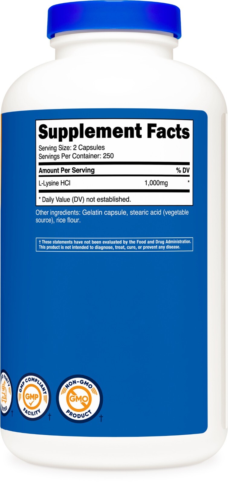 Nutricost L-Lysine 1000mg, 500 Capsules - Gluten Free, Non-GMO, 500mg Per Cap