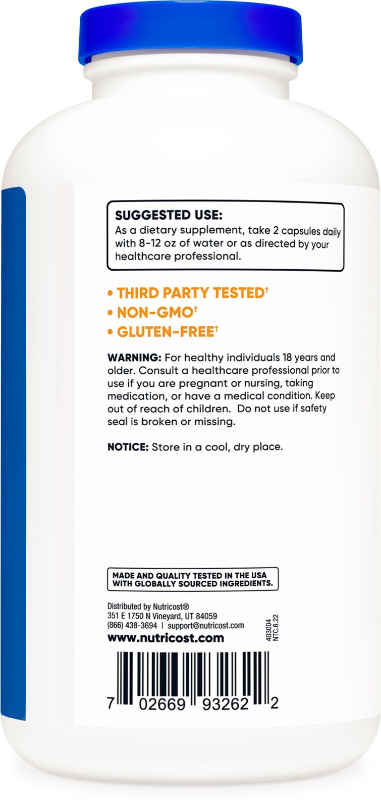 Nutricost L-Lysine 1000mg, 500 Capsules - Gluten Free, Non-GMO, 500mg Per Cap