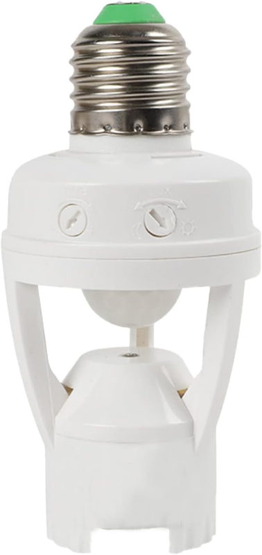 Light Socket Adapter, Screw-In Motion Sensor Bulb Holder for Indoor/Outdoor Use