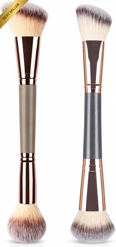 Dual-Ended Foundation Brushes and Blush 2 Pack Multi-Use Makeup Brush Set for Li