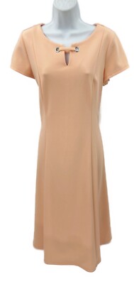 8 Perceptions Peach Dress Stretch Knit Below Knee