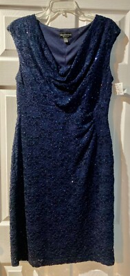 NEW with Tags Connected Apparel Size 12 Navy Blue Sequin Dress