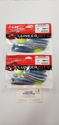2 BAGS LUNKER CITY FIN-S MINNOW #273 BLU ICE CHART TL  4''  PLASTIC FISHING LURE 