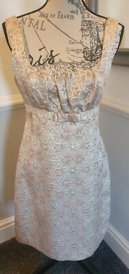 Ladies New Vintage By Oasis Gold & Cream Short Dress Size 12 Reduced 