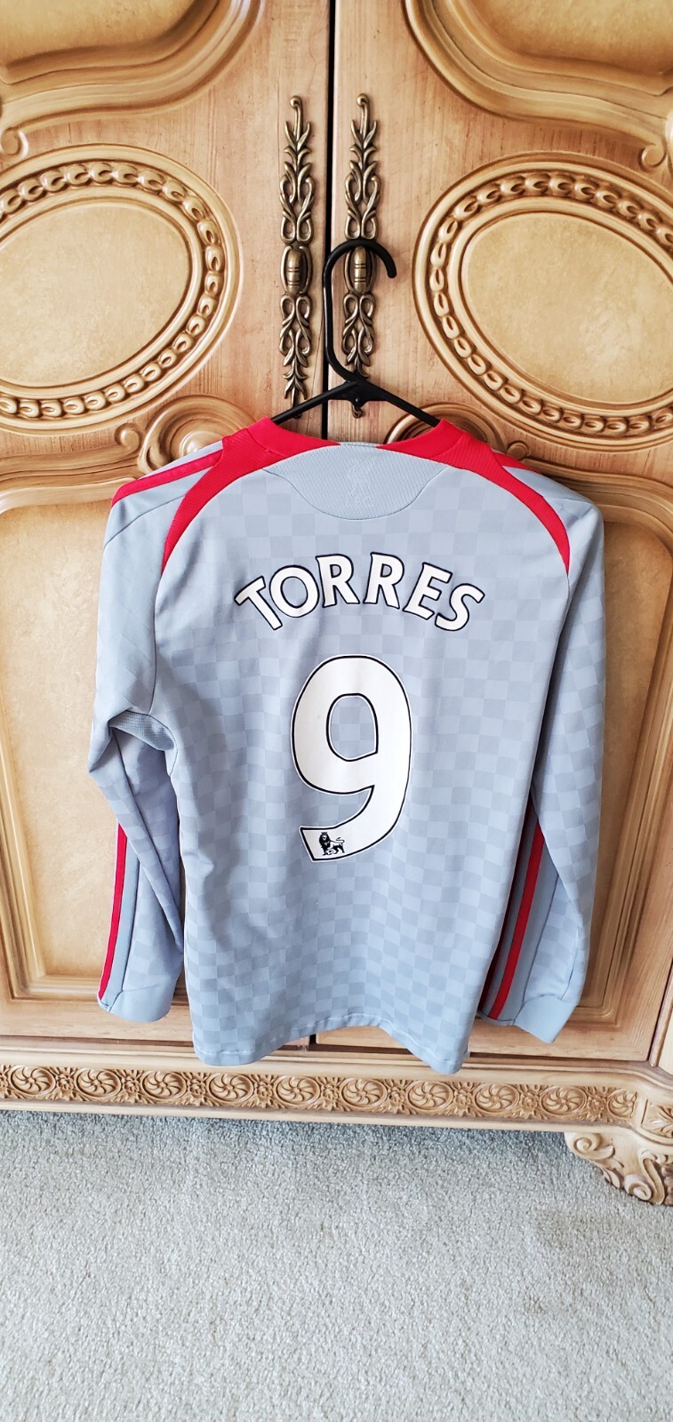 08-09★Liverpool★adidas★サッカーユニフォーム★Torres Adidas Liverpool 08/09 long sleeve; Torres #9; Gray silver